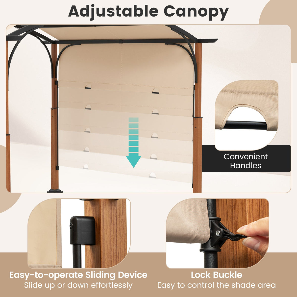 10×12 FT Outdoor Retractable Pergola – Adjustable Canopy Shade System with Powder‑Coated Metal Frame