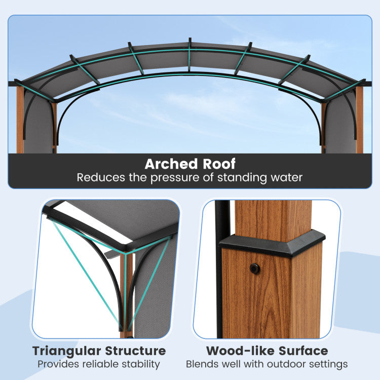 10×12 FT Outdoor Retractable Pergola – Adjustable Canopy Shade System with Powder‑Coated Metal Frame