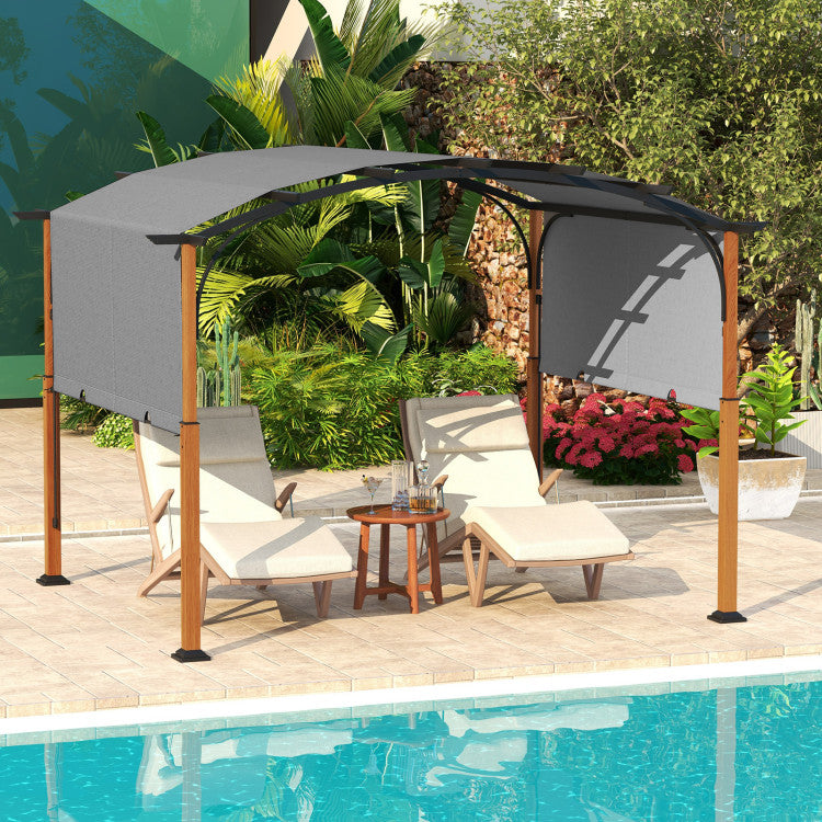 10×12 FT Outdoor Retractable Pergola – Adjustable Canopy Shade System with Powder‑Coated Metal Frame