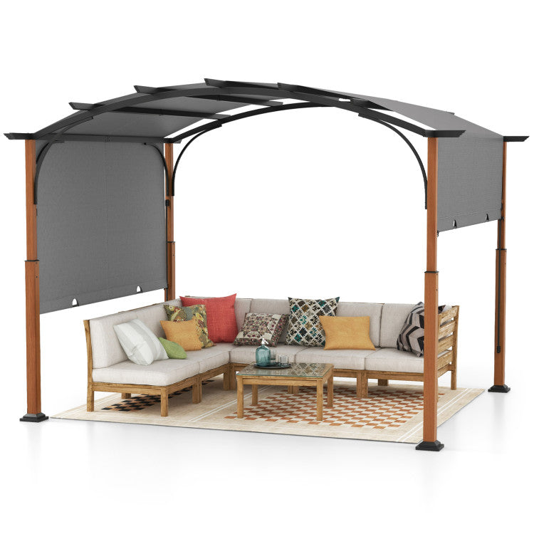 10×12 FT Outdoor Retractable Pergola – Adjustable Canopy Shade System with Powder‑Coated Metal Frame