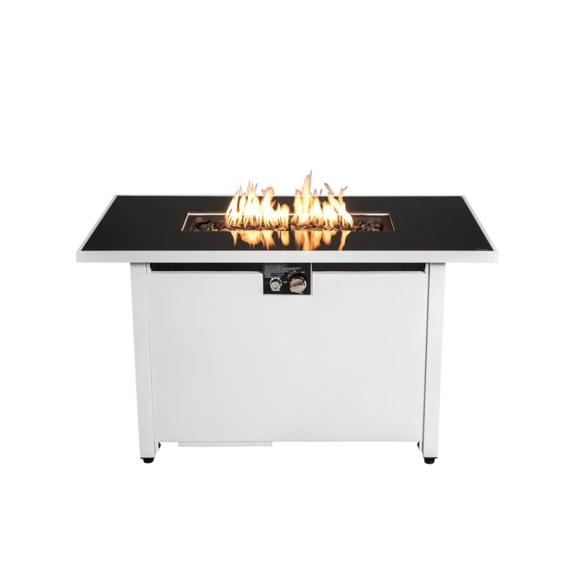 43" Outdoor Rectangular Fire Pit Table – 50,000 BTU High‑Output Heater with Adjustable Flame Control (White)