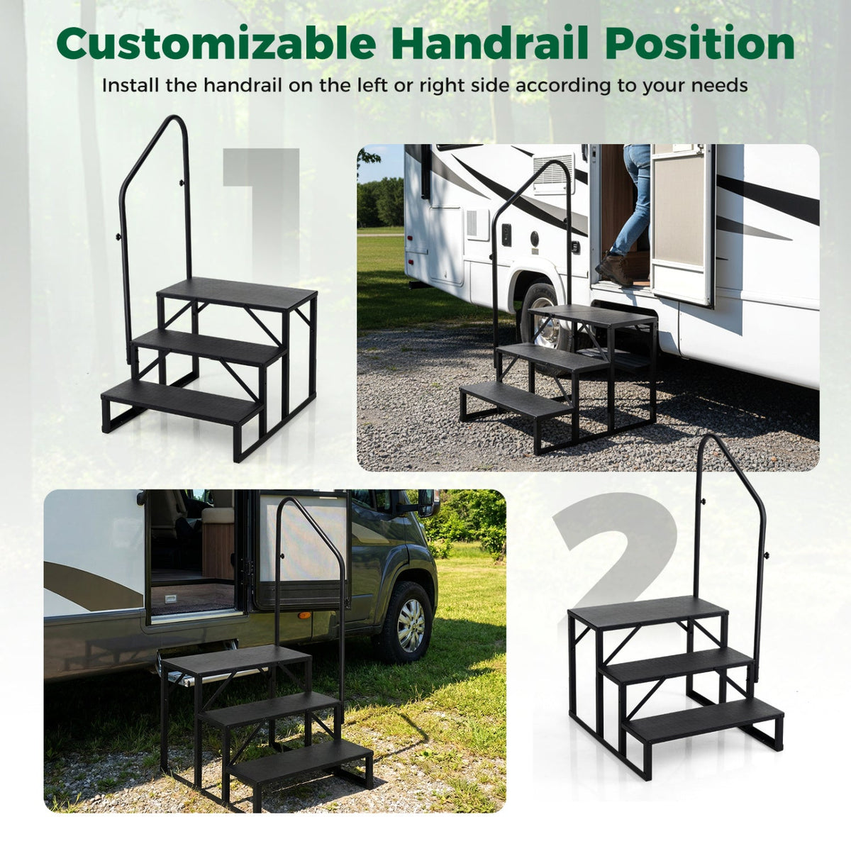 Heavy‑Duty Hot Tub Stair with Wide Anti‑Slip Platforms & Adjustable Handrail – Indoor/Outdoor Safety Step System