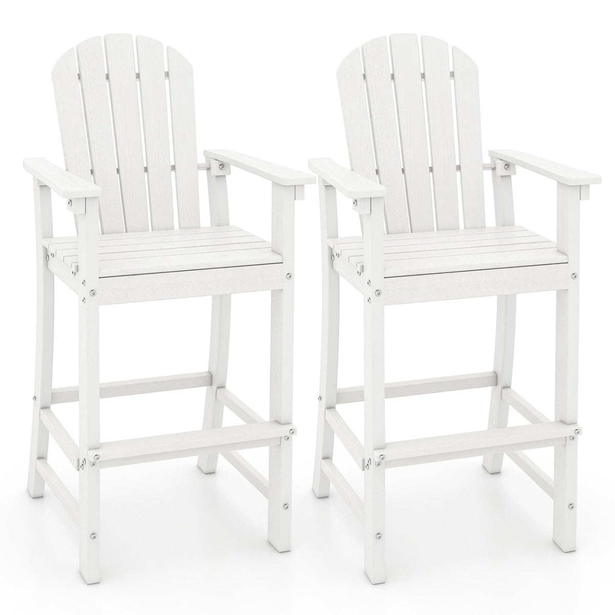 DirectDeals Outdoor HDPE Bar Stool Set of 2 – All‑Weather Counter‑Height Seating with Ergonomic Backrest & Stainless Steel Hardware
