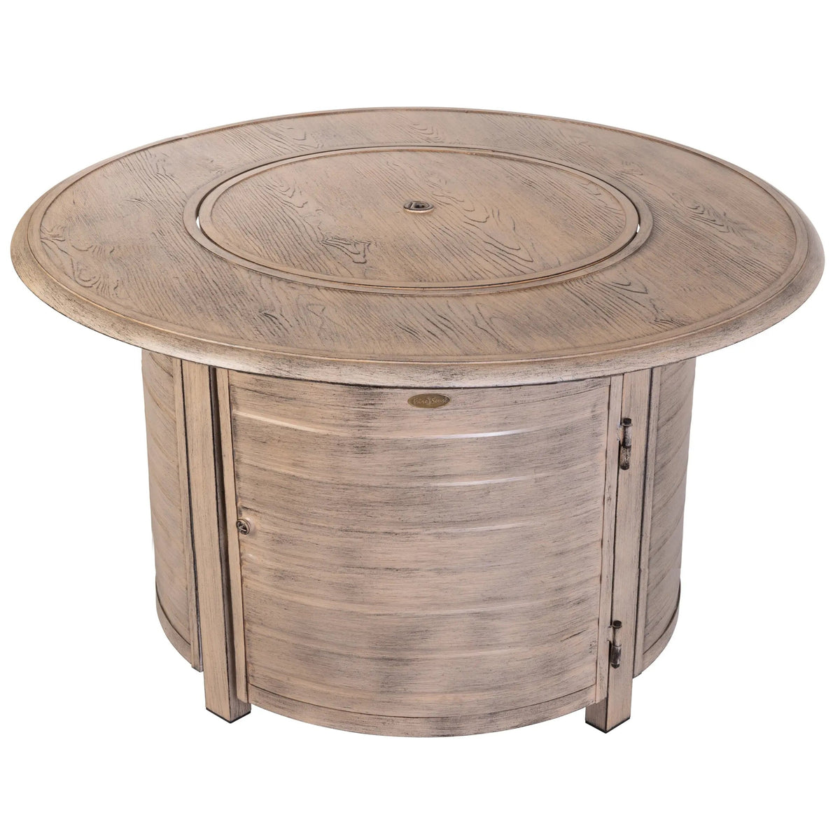Thatcher Driftwood Round Aluminum LPG Fire Pit – 55,000 BTU Full‑Flame Outdoor Centerpiece