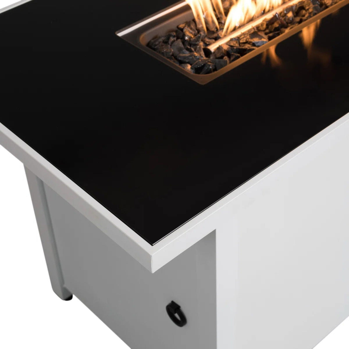 43" Outdoor Rectangular Fire Pit Table – 50,000 BTU High‑Output Heater with Adjustable Flame Control (White)