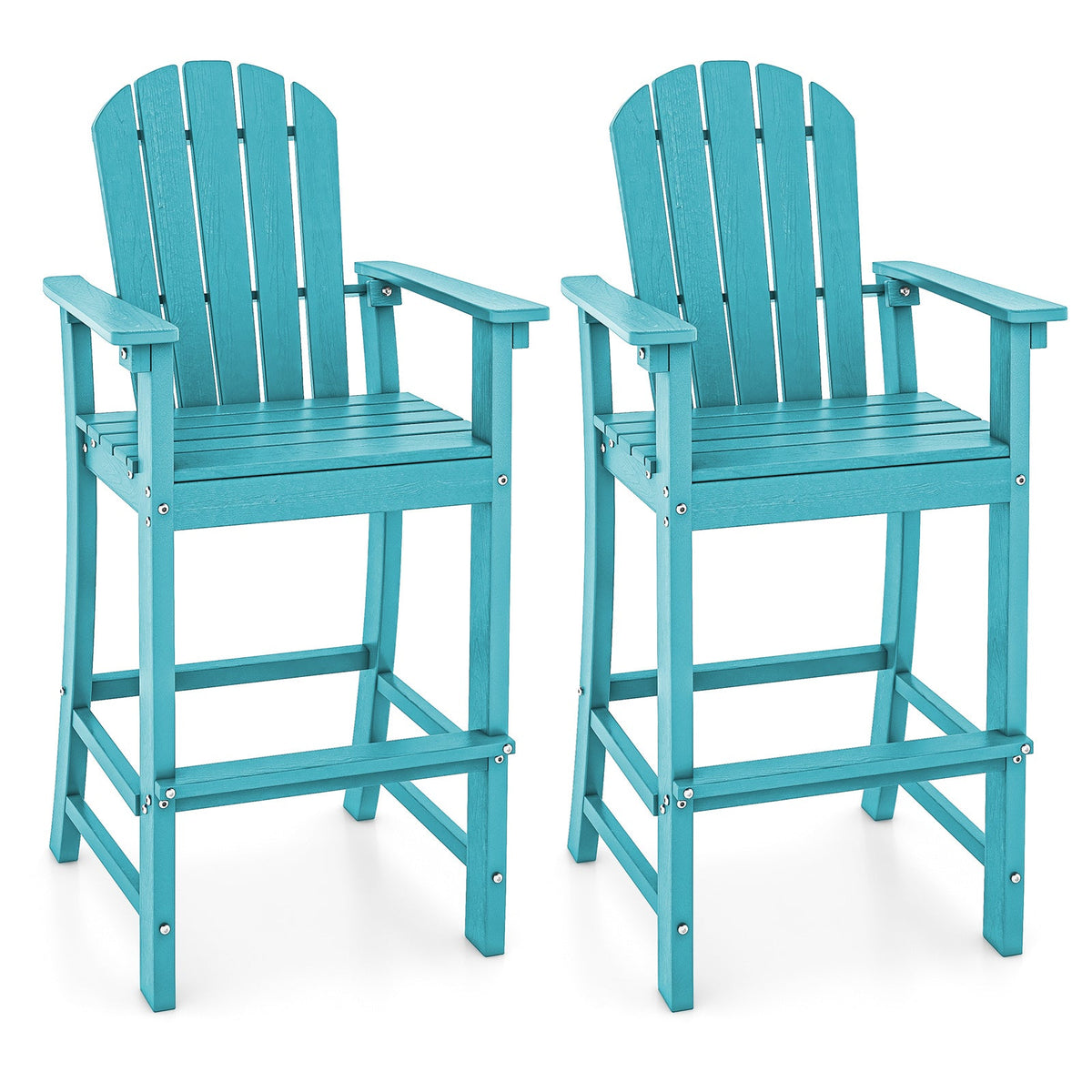 DirectDeals Outdoor HDPE Bar Stool Set of 2 – All‑Weather Counter‑Height Seating with Ergonomic Backrest & Stainless Steel Hardware
