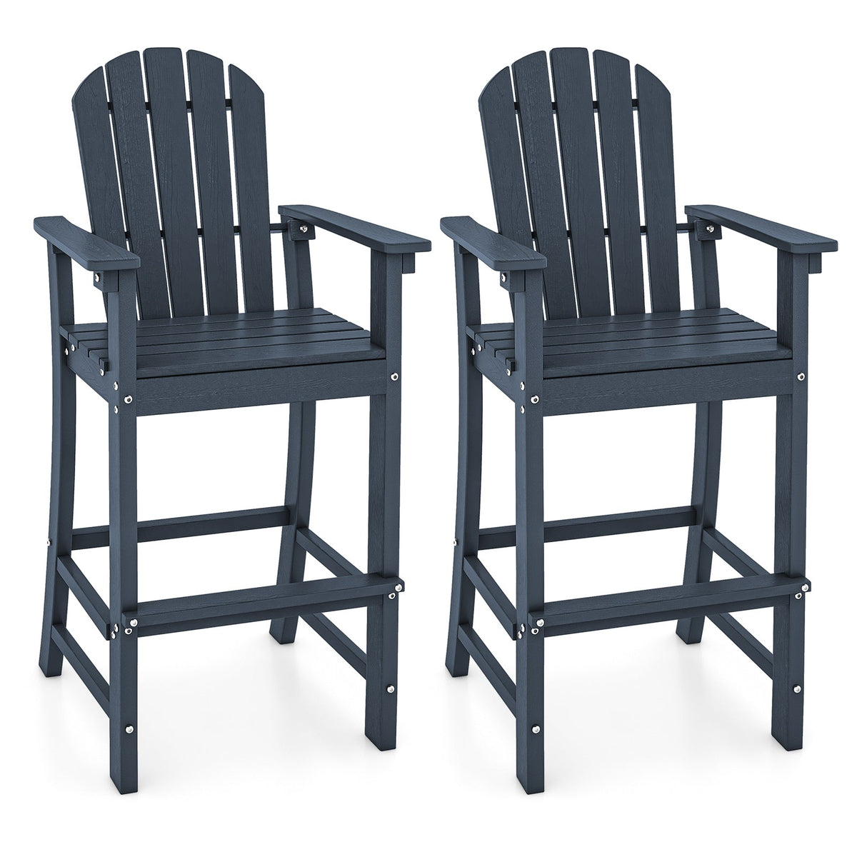 DirectDeals Outdoor HDPE Bar Stool Set of 2 – All‑Weather Counter‑Height Seating with Ergonomic Backrest & Stainless Steel Hardware