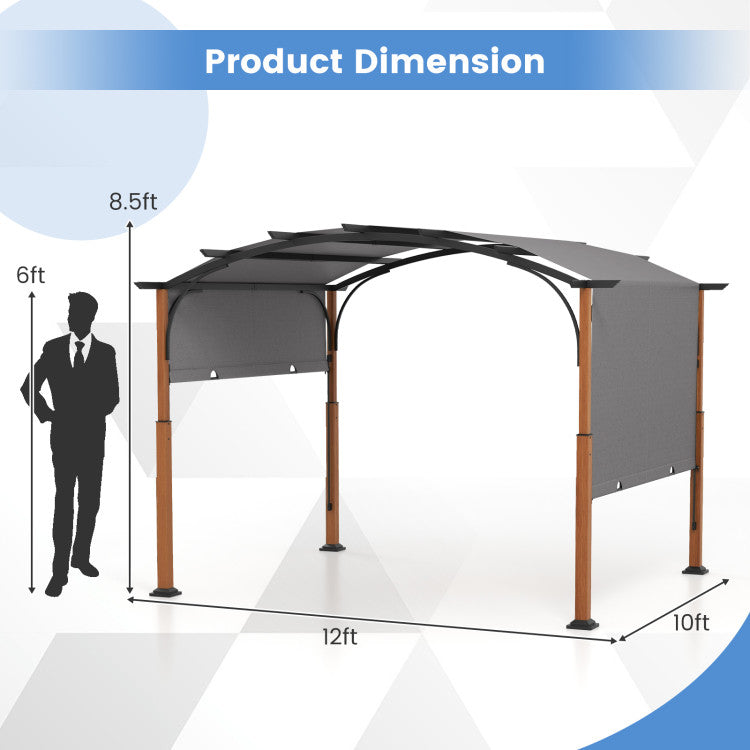 10×12 FT Outdoor Retractable Pergola – Adjustable Canopy Shade System with Powder‑Coated Metal Frame