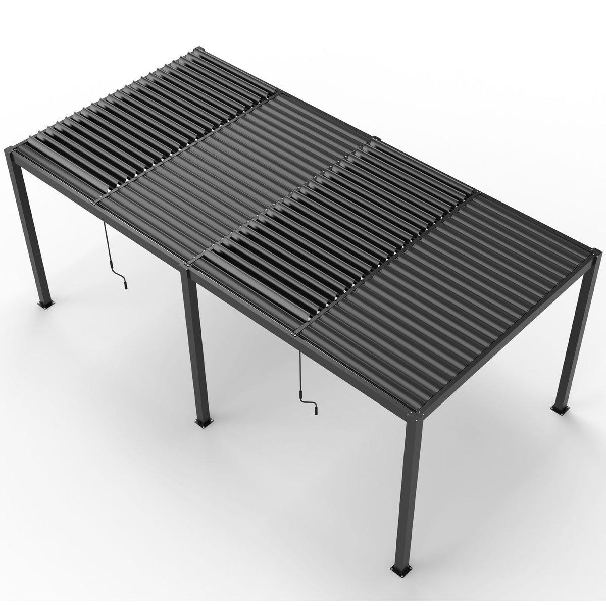 Premium Aluminum Louver Pergola – Adjustable Hardtop Outdoor Structure with Integrated Drainage (Black)