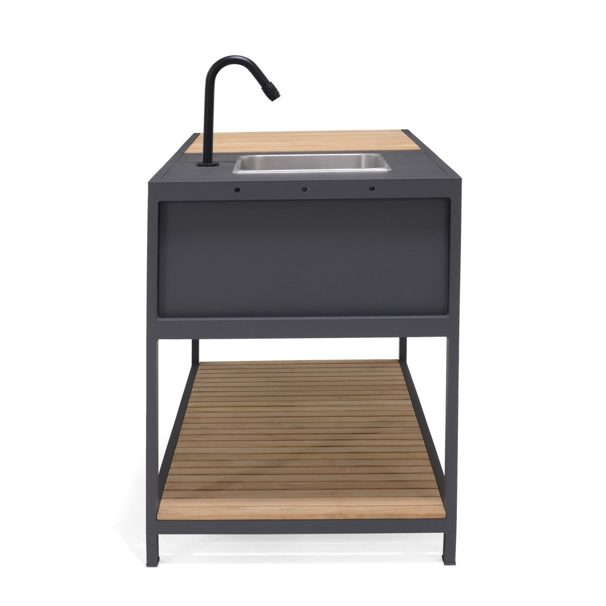 Amber Outdoor Kitchen – Teak and Aluminum Prep Station with Stainless Steel Sink &amp; Water Hookup