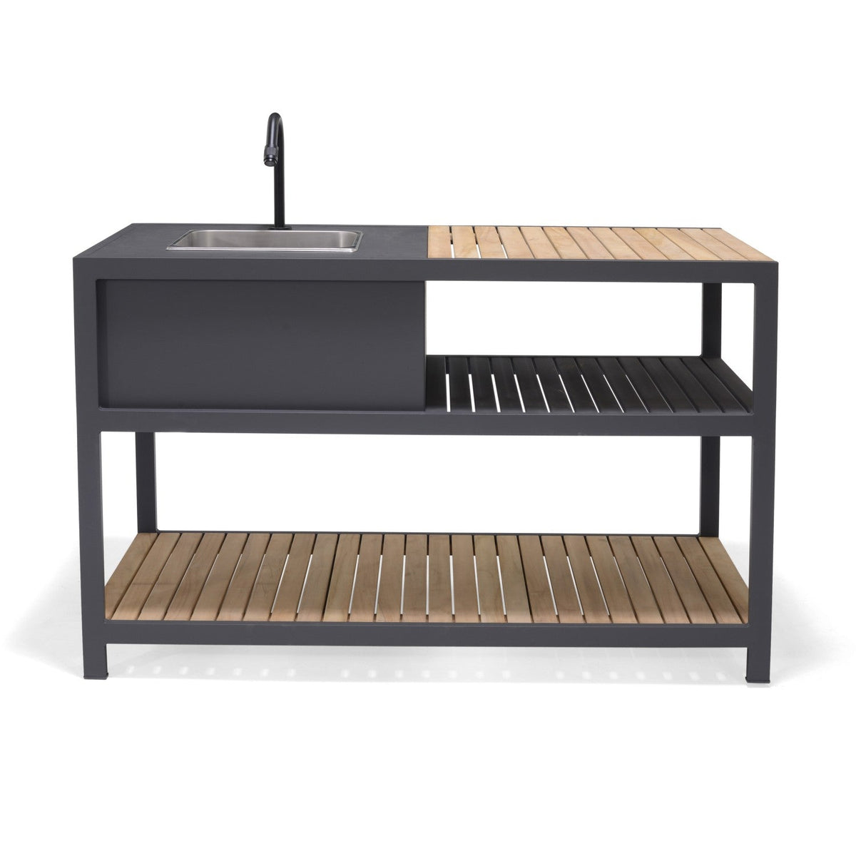 Amber Outdoor Kitchen – Teak and Aluminum Prep Station with Stainless Steel Sink &amp; Water Hookup