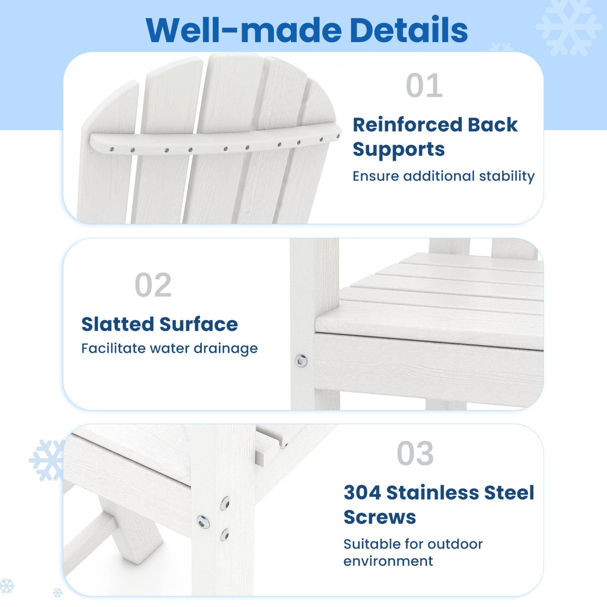 DirectDeals Outdoor HDPE Bar Stool Set of 2 – All‑Weather Counter‑Height Seating with Ergonomic Backrest & Stainless Steel Hardware