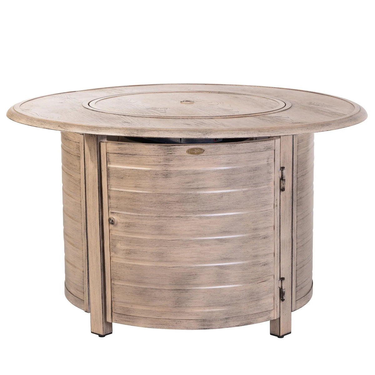 Thatcher Driftwood Round Aluminum LPG Fire Pit – 55,000 BTU Full‑Flame Outdoor Centerpiece