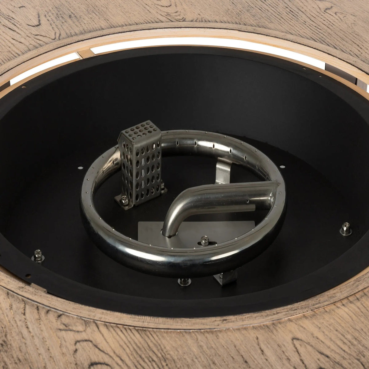 Thatcher Driftwood Round Aluminum LPG Fire Pit – 55,000 BTU Full‑Flame Outdoor Centerpiece