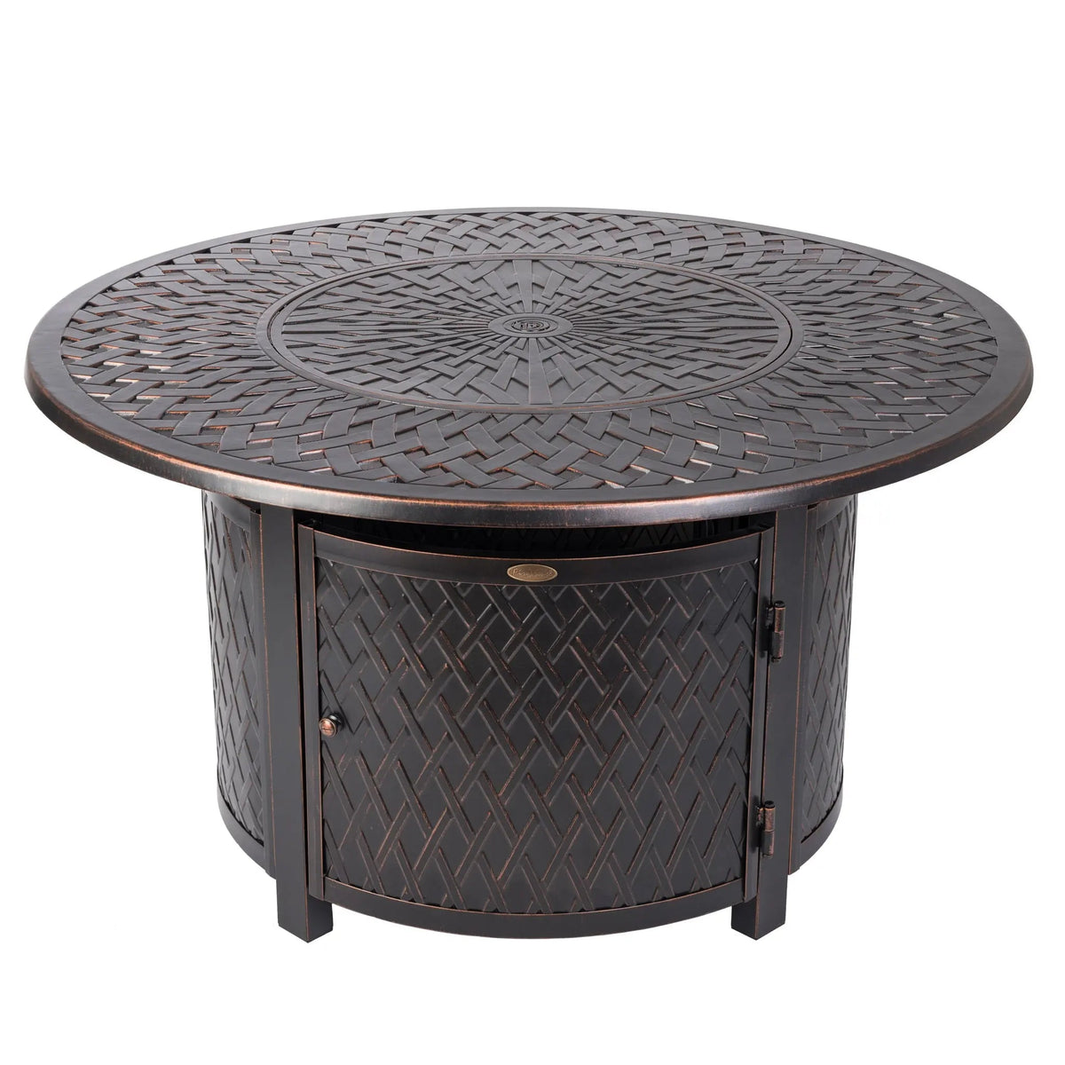 Verona 44" Round Woven Aluminum Convertible Gas Fire Pit Table – 55,000 BTU Full‑Flame Outdoor Centerpiece