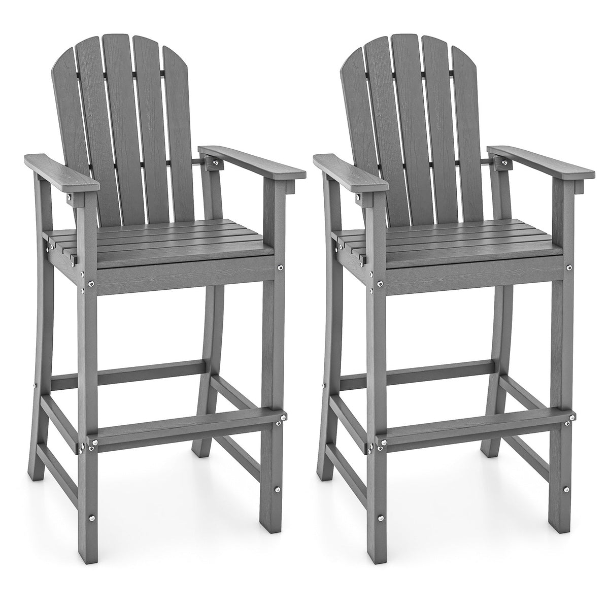 DirectDeals Outdoor HDPE Bar Stool Set of 2 – All‑Weather Counter‑Height Seating with Ergonomic Backrest & Stainless Steel Hardware